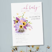 Rustic Lush Sunflower Elegant Girl Baby shower Kaart