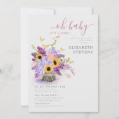 Rustic Lush Sunflower Elegant Girl Baby shower Kaart (Voorkant)