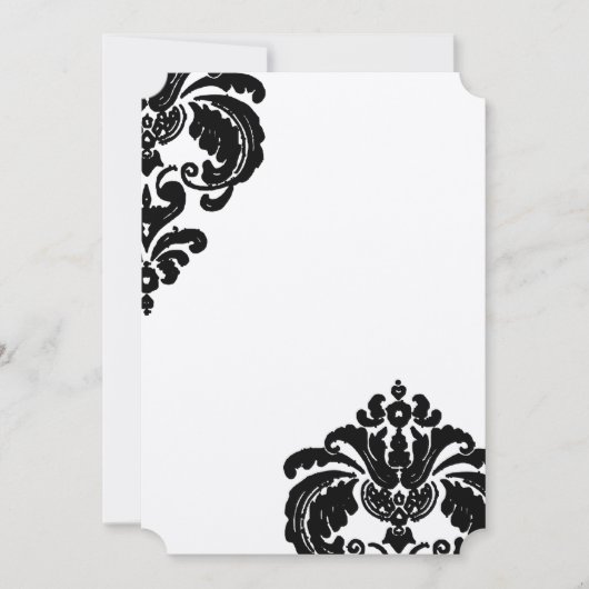 Rustic Luxe  Black Damask Wedding Invites Kaart (Voorkant)