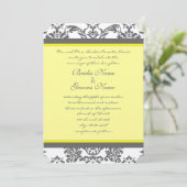 Rustic Luxe Charcoal Grey and Yellow Wedding Kaart (Staand voorkant)