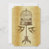 Rustic Luxe Gold  Love Bird Wedding Invite Kaart (Voorkant)