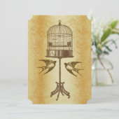 Rustic Luxe Gold  Love Bird Wedding Invite Kaart (Staand voorkant)