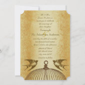 Rustic Luxe Gold  Love Bird Wedding Invite Kaart (Achterkant)