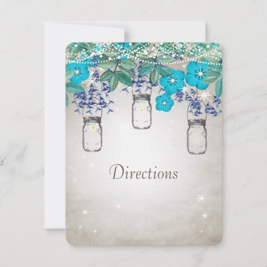 Rustic Luxe Mason Jar Navy Turquoise Kaart (Voorkant)
