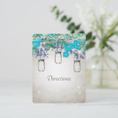 Rustic Luxe Mason Jar Navy Turquoise Kaart (Staand voorkant)