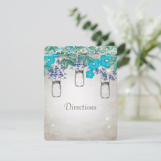 Rustic Luxe Mason Jar Navy Turquoise Kaart (Staand voorkant)