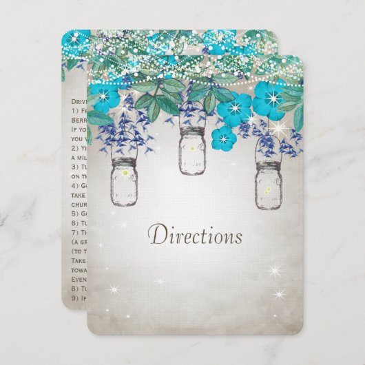 Rustic Luxe Mason Jar Navy Turquoise Kaart (Voorkant / Achterkant)