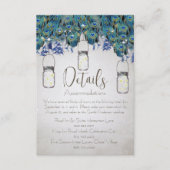 Rustic Luxe Mason Jar Navy Turquoise Peacock Informatiekaartje (Voorkant)