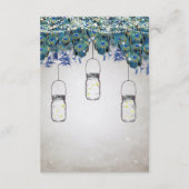 Rustic Luxe Mason Jar Navy Turquoise Peacock Informatiekaartje (Achterkant)