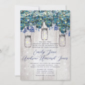 Rustic Luxe Mason Jar Navy Turquoise Peacock Kaart (Voorkant)