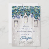 Rustic Luxe Mason Jar Navy Turquoise Peacock Kaart (Achterkant)