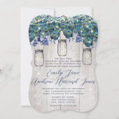 Rustic Luxe Mason Jar Navy Turquoise Peacock Kaart (Voorkant)