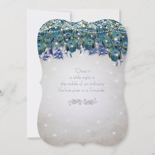 Rustic Luxe Mason Jar Navy Turquoise Peacock Kaart (Achterkant)