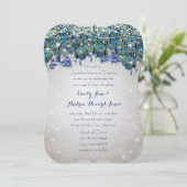 Rustic Luxe Mason Jar Navy Turquoise Peacock Kaart (Staand voorkant)