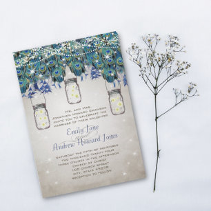 Rustic Luxe Mason Jar Navy Turquoise Peacock Kaart