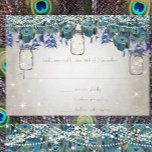Rustic Luxe Mason Jar Navy Turquoise Peacock RSVP Kaartje<br><div class="desc">RSVP Rustic Luxe Mason Jar Navy Turquoise Peacock Elegant Silver Lights onder de Stars Background Wedding RSVP response cards. Royal Blue tot Navy Peacock Feathers met Mason Jars Hanging van een grillige boom met paukveren, vuurvliegen, staren, en al het glitz dat je krijgt van mousserende garland dat over de top...</div>