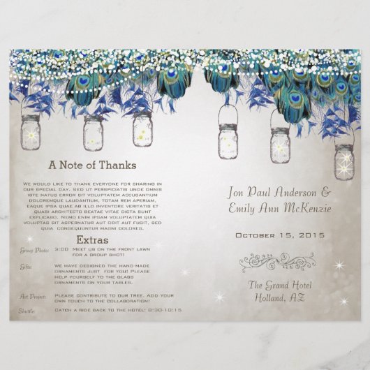 Rustic Luxe Mason Jar Peacock Programma (Voorkant)