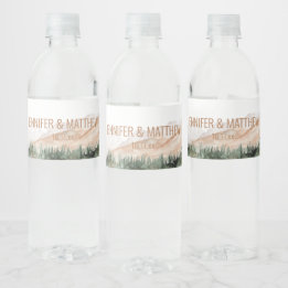 Rustic Luxe Natuur buitengebergte Waterfles Etiket