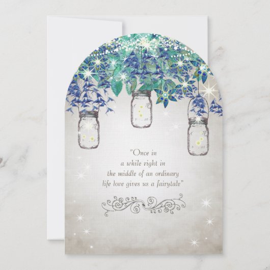 Rustic Luxe Navy en Turquoise Mason Jar Kaart (Achterkant)