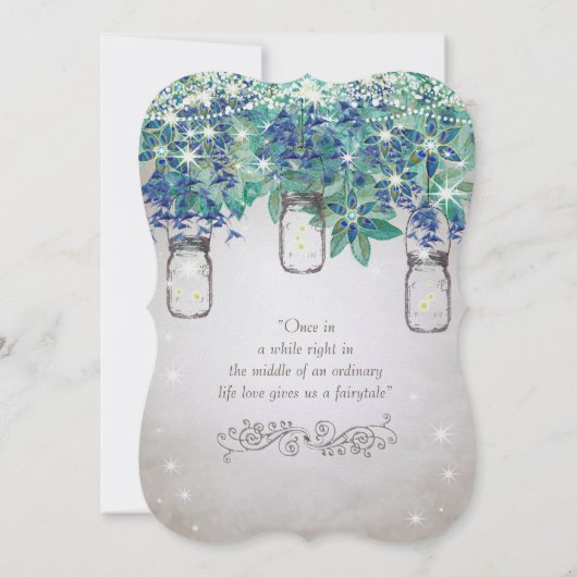 Rustic Luxe Navy en Turquoise Mason Jar Kaart (Achterkant)