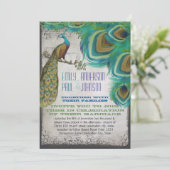 Rustic Luxe Peacock  veren Kaart (Staand voorkant)