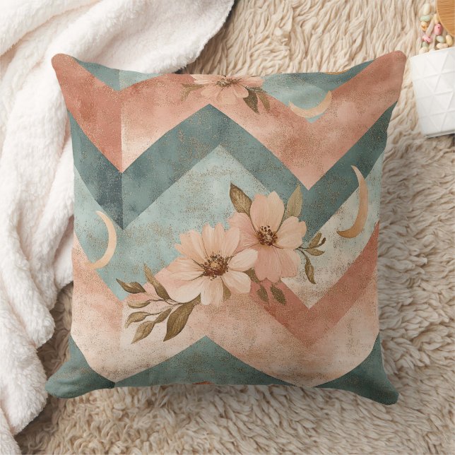 Rustic Maan Bloem Chevron Aards Patroon (10) Kussen (Deken)