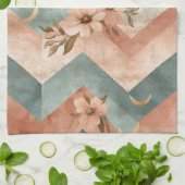Rustic Maan Bloem Chevron Aards Patroon (10) Theedoek (Gevouwen)