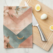 Rustic Maan Bloem Chevron Aards Patroon (10) Theedoek (Quarter Fold)