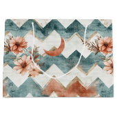 Rustic Maan Bloem Chevron Aards Patroon (1) Groot Cadeauzakje (Voorkant)