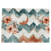 Rustic Maan Bloem Chevron Aards Patroon (1) Groot Cadeauzakje (Achterkant)