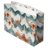 Rustic Maan Bloem Chevron Aards Patroon (1) Groot Cadeauzakje (Achterkant Gekanteld)