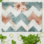Rustic Maan Bloem Chevron Aards Patroon (1) Theedoek (Gevouwen)