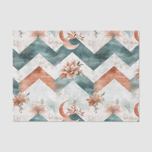 Rustic Maan Bloem Chevron Aards Patroon (3) Tissuepapier (Voorkant)