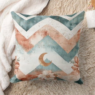 Rustic Maan Bloem Chevron Aards Patroon (4) Kussen