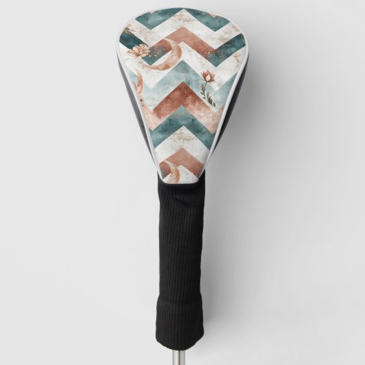 Rustic Maan Bloem Chevron Aards Patroon (5) Golfheadcover (Voorkant)