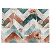 Rustic Maan Bloem Chevron Aards Patroon (5) Groot Cadeauzakje (Achterkant)