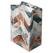 Rustic Maan Bloem Chevron Aards Patroon (5) Medium Cadeauzakje (Achterkant Gekanteld)