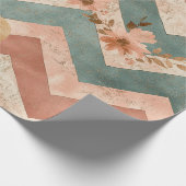 Rustic Maan Bloem Chevron Aards Patroon (6) Cadeaupapier (Hoek)