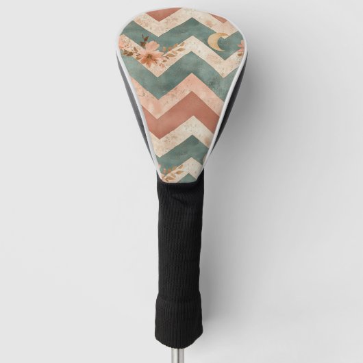 Rustic Maan Bloem Chevron Aards Patroon (6) Golfheadcover (Voorkant)