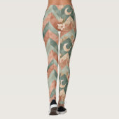 Rustic Maan Bloem Chevron Aards Patroon (6) Leggings (Achterkant)