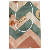 Rustic Maan Bloem Chevron Aards Patroon (6) Medium Cadeauzakje (Voorkant)