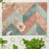 Rustic Maan Bloem Chevron Aards Patroon (7) Theedoek (Gevouwen)
