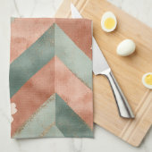 Rustic Maan Bloem Chevron Aards Patroon (7) Theedoek (Quarter Fold)
