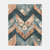 Rustic Maan Bloem Chevron Aards Patroon (8) Fleece Deken (Voorkant)