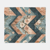 Rustic Maan Bloem Chevron Aards Patroon (8) Fleece Deken (Voorkant (Horizontaal))