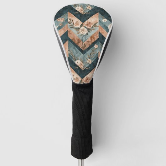 Rustic Maan Bloem Chevron Aards Patroon (8) Golfheadcover (Voorkant)