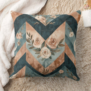 Rustic Maan Bloem Chevron Aards Patroon (8) Kussen