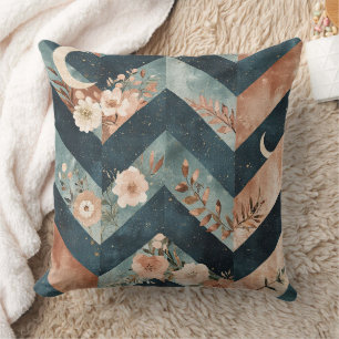 Rustic Maan Bloem Chevron Aards Patroon (9) Kussen