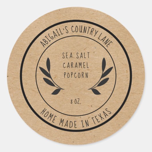 Rustic Made in Texas Zee Salt Caramel Food Label (Voorkant)