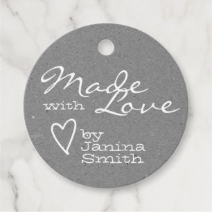 Rustic Made with Love Heart Symbol Silver Grey Bedankjes Labels